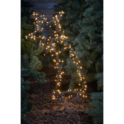 Garden d'Light Vallende Ster Tuinsteker met Warm Witte LED Verlichting - L45 x H101 cm - Zwart