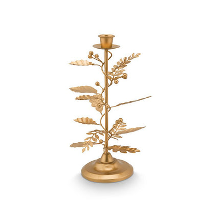 Candle Holder Leaves Gold 27cm