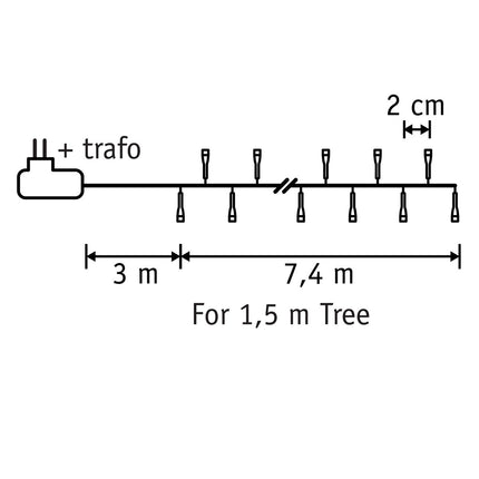 Snake Kerstboomverlichting met 370 LED Lampjes - L740 cm - Warm Wit