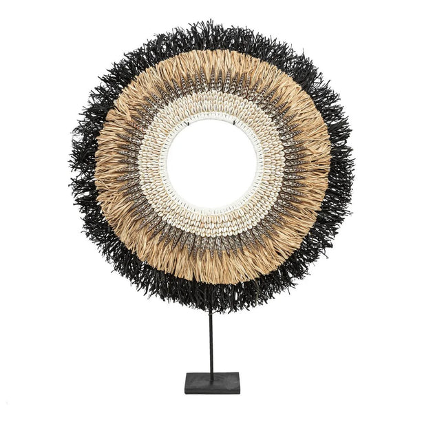 The Mojo Raffia Op Stand - Naturel Zwart - L