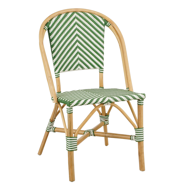 Mandox Bistrostoel - L51 x B57 x H90 cm - Rotan - Donkergroen, Wit