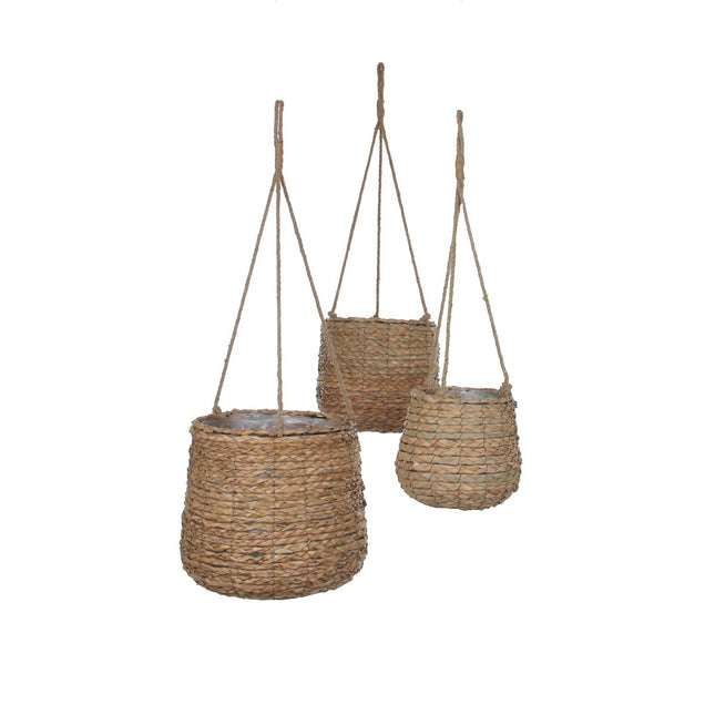 Avalon Hangende Mand voor Planten - Set van 3 - H90 x Ø30 cm - Zeegras - Lichtbruin