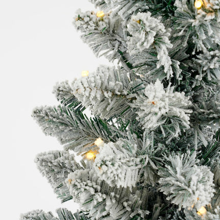 Gerlos Smalle Kunstkerstboom in Pot met Warm Witte LED Verlichting - H120 x Ø51 cm - Groen Frosted