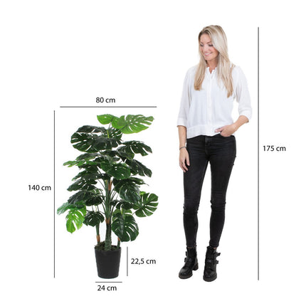 Monstera Kunstplant - H140 x Ø80 cm - Groen