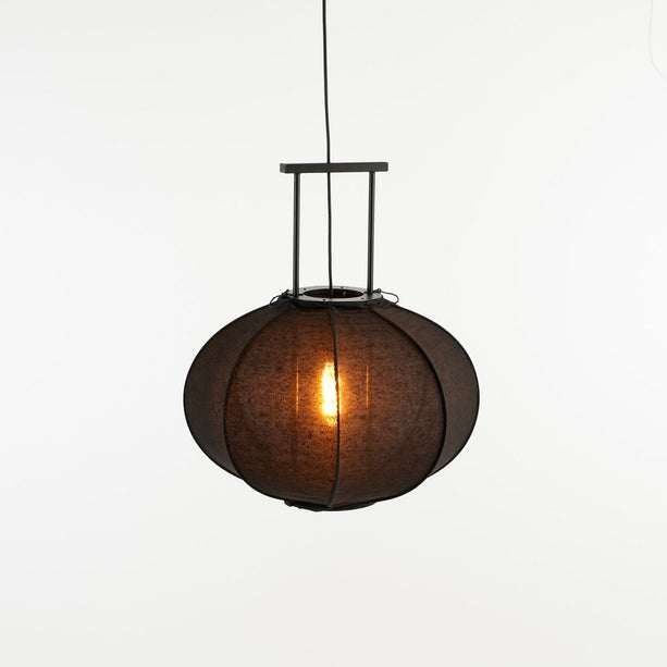 Pego Hanglamp - H55 x Ø50 cm - Linnen - Zwart