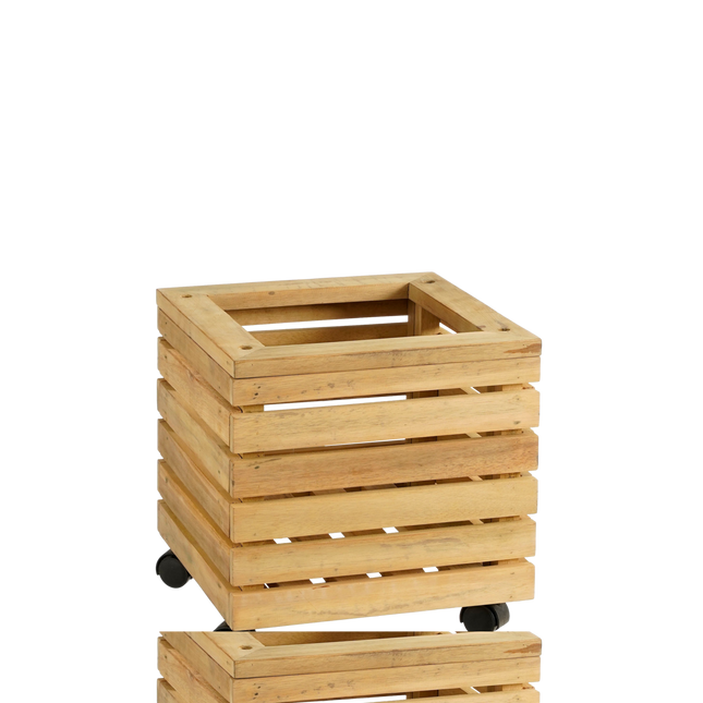 Glenwood Plantenbak Vierkant op Wielen voor Buiten - L35 x B35 x H35 cm - Acaciahout - Bruin