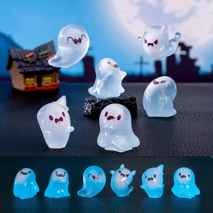 Glow in the dark - Ghosts - Blauw - ↑ 3 cm - 6 stuks
