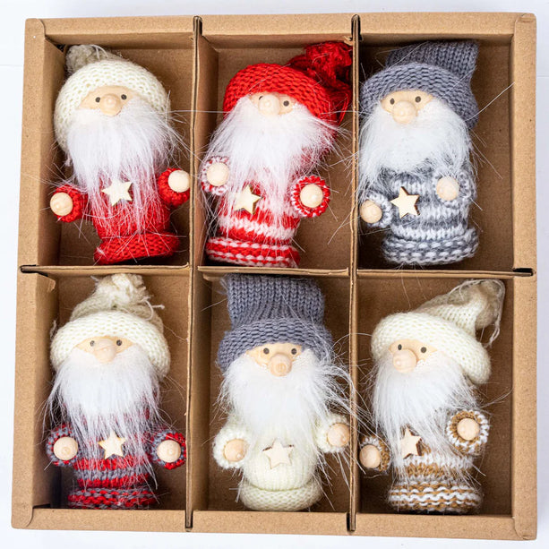 Gnome poppetjes met kersttrui - 6 stuks - 8 cm