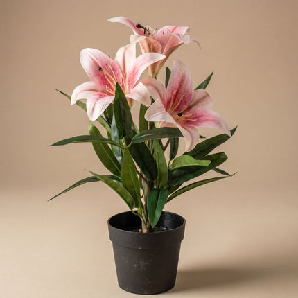 Lelie in pot - Geel / Oranje - Kunstplant - ↑ 33 cm