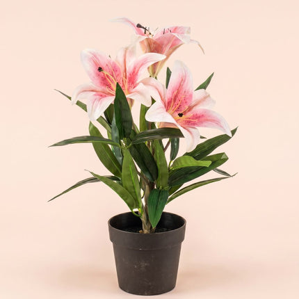 Lelie in pot - Geel / Oranje - Kunstplant - ↑ 33 cm