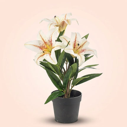 Lelie in pot - Geel / Oranje - Kunstplant - ↑ 33 cm