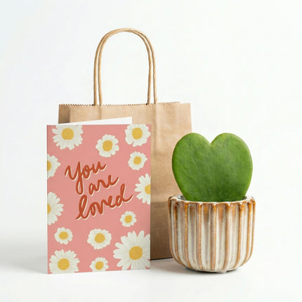 Cadeauset - Love Set - Hartjesplant, pot, wenskaart & geschenktasje