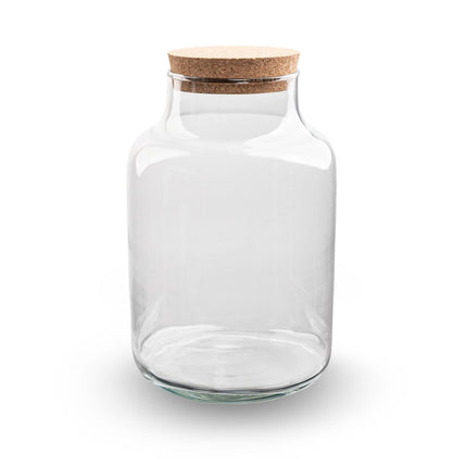 Terrarium fles 'Milky' - Incl. LED-kurk - Gesloten terrarium Ø 21 cm ↑ 30 cm