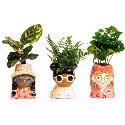 Mini bloempot gezicht - Jessica - Meerkleurig ↑ 10,5 cm