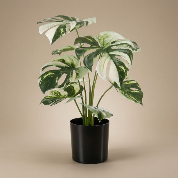 Monstera bush - Kunstplant in zwarte pot - 40 cm