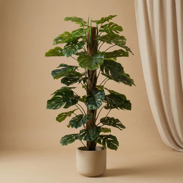 Monstera op stam - Kunstboom in zwarte pot - 150 cm