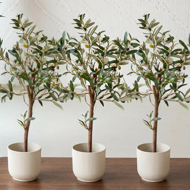 Mini olijfboom set - 3 stuks - Bundelproduct - Kunstplanten