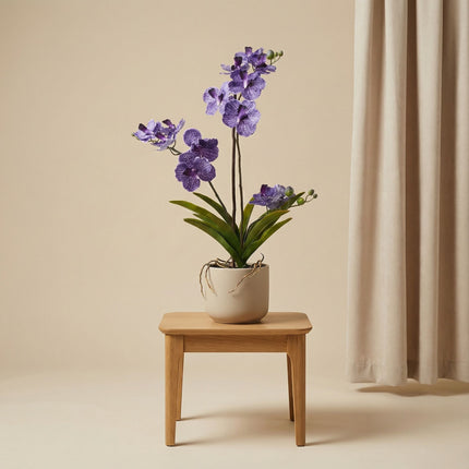 Orchidee Vanda Paars - Kunstplant in zwarte pot - 60 cm