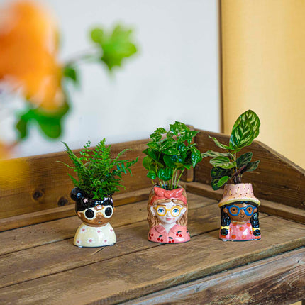 Mini bloempot gezicht - Jessica - Meerkleurig ↑ 10,5 cm