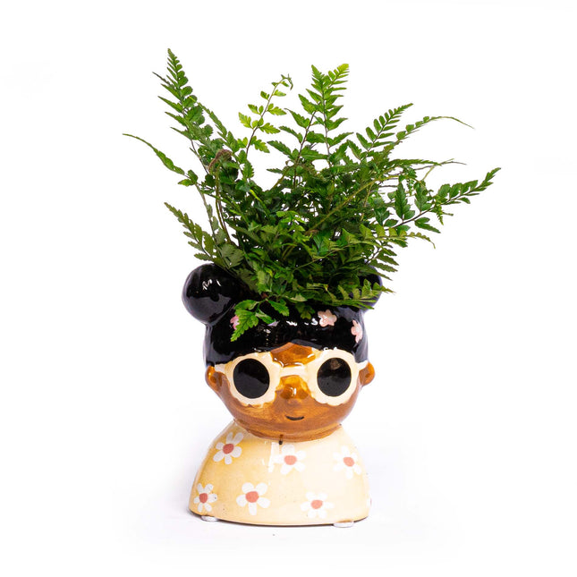 Mini bloempot gezicht - Jessica - Meerkleurig ↑ 10,5 cm