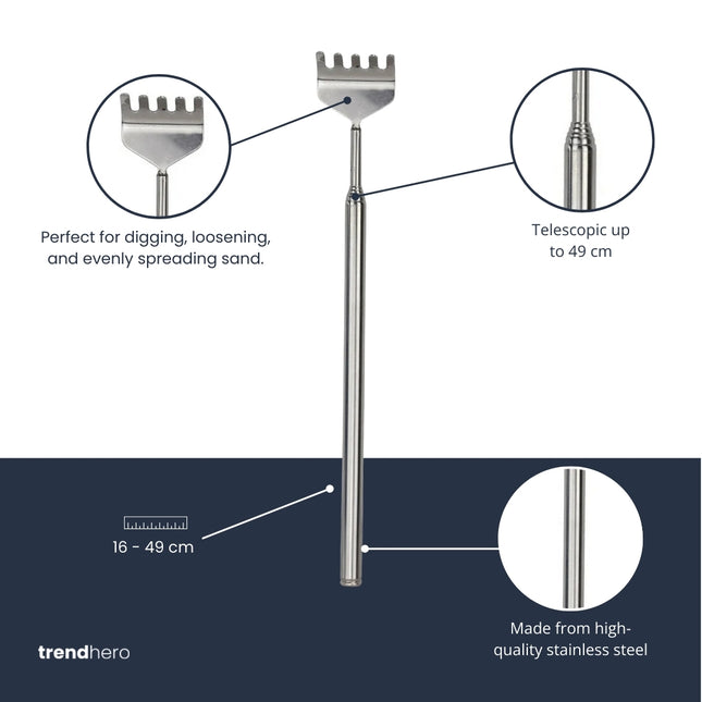 Terrarium Tool - Hark - 16-49 cm - Telescopisch - Roestvast staal (RVS)