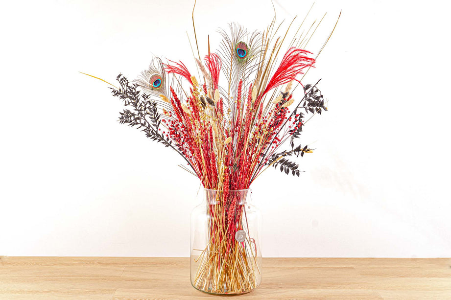 Dried flowers - Red & Gold - Dried bouquet - 70cm