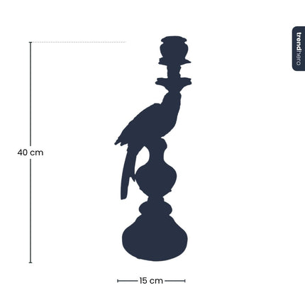 Kandelaar Delfts Blauw Papegaai - 40 cm