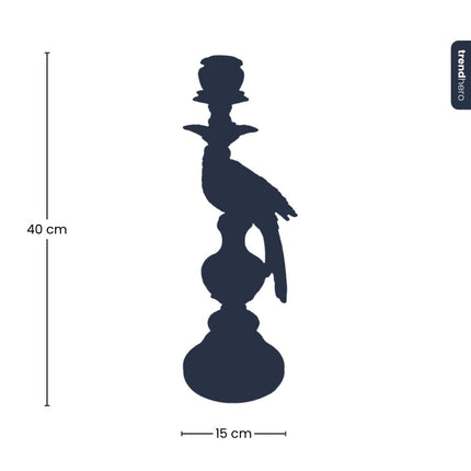 Kandelaar Delfts Blauw Papegaai - 40 cm