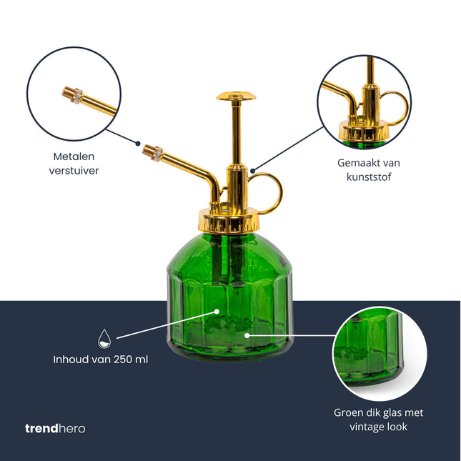 Klassieke plantensproeier - Groen - Glas - 0,25 liter