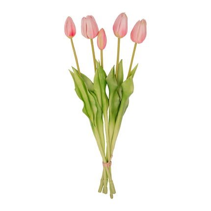 Tulpen boeket - 5 stuks - Roze - 'Real Touch' Kunst tulpen - 42 cm (pink)