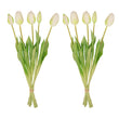 Tulpen boeket - 10 stuks - Meerdere kleuren - 'Real Touch' Kunst tulpen - 42 cm (white/green)