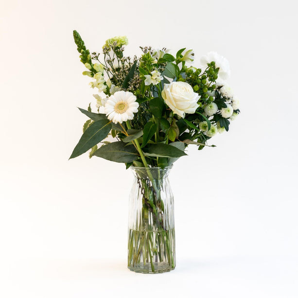 Boeket Crisp - Bloemen in Gemengde Witte en Groene Kleuren - Ø 30cm - ↑ 50cm