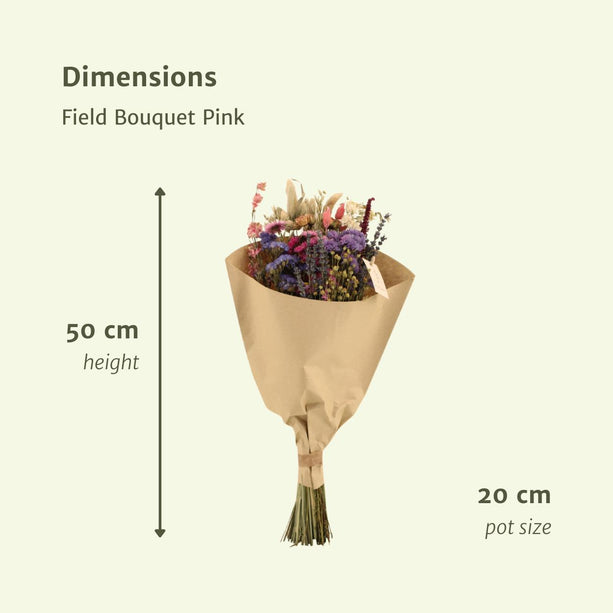 Droogbloemen Veldboeket Roze - Ø 20 cm - ↑ 50 cm