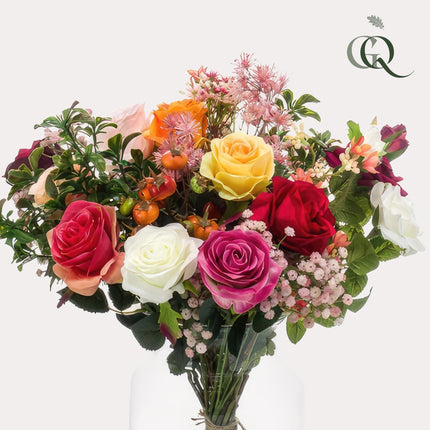 Kunstbloemen - Bouquet M - Flame Roses - 45 cm