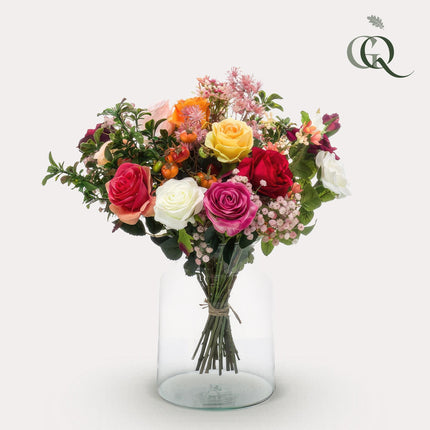 Kunstbloemen - Bouquet M - Flame Roses - 45 cm