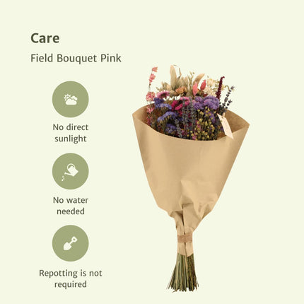 Droogbloemen Veldboeket Roze - Ø 20 cm - ↑ 50 cm